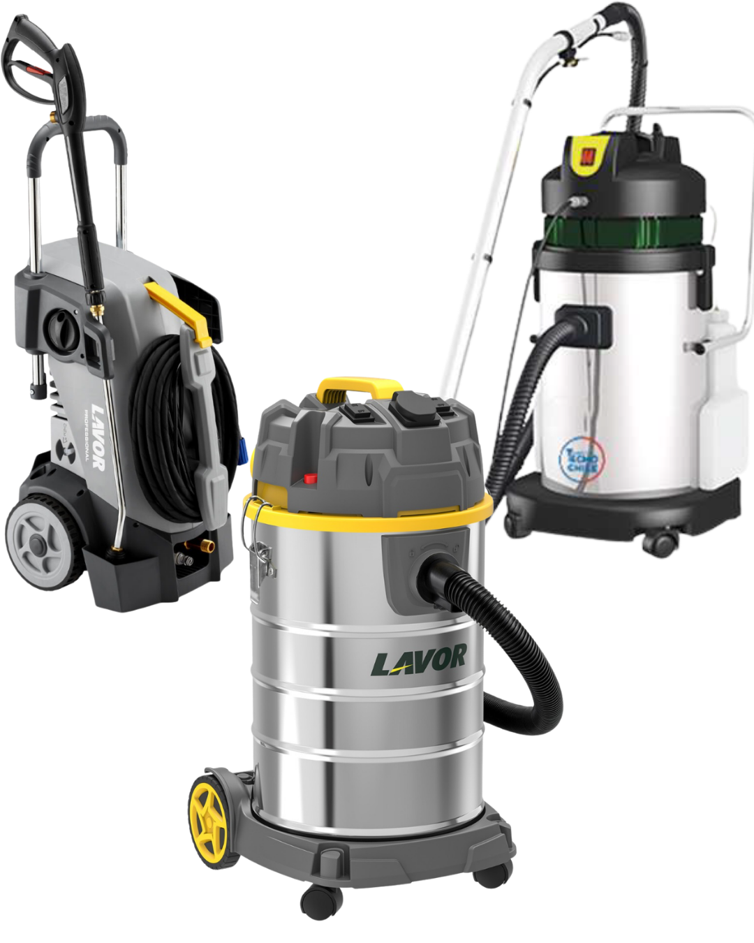 PACK TRIO EMPRENDE CARWASH | HIDROLAVADORA + ASPIRADORA + LIMPIA TAPICES